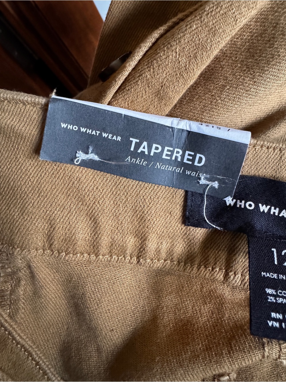 122. Who What Wear Khaki Paperbag Tie-Waist Ankle Pants - Picture 7 of 9